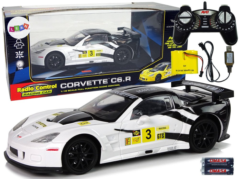 mamido Sportovní auto na dálkové ovládání RC Corvette C6R 1:18 bílé