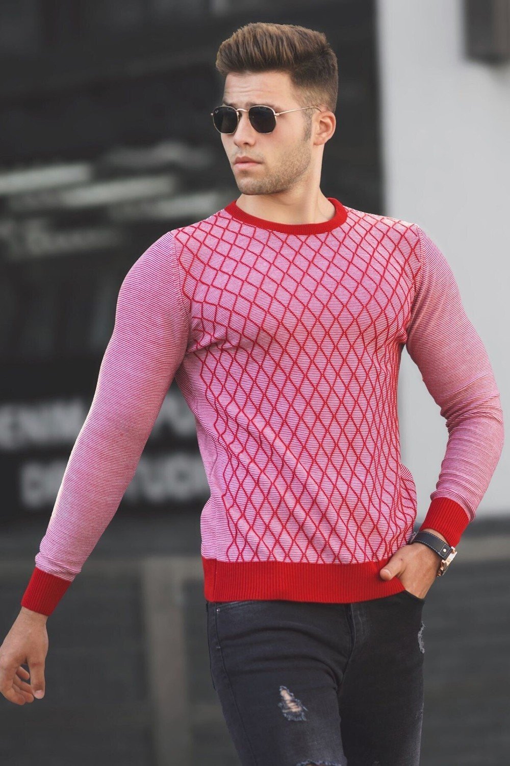 Madmext Sweater - Red - Regular fit