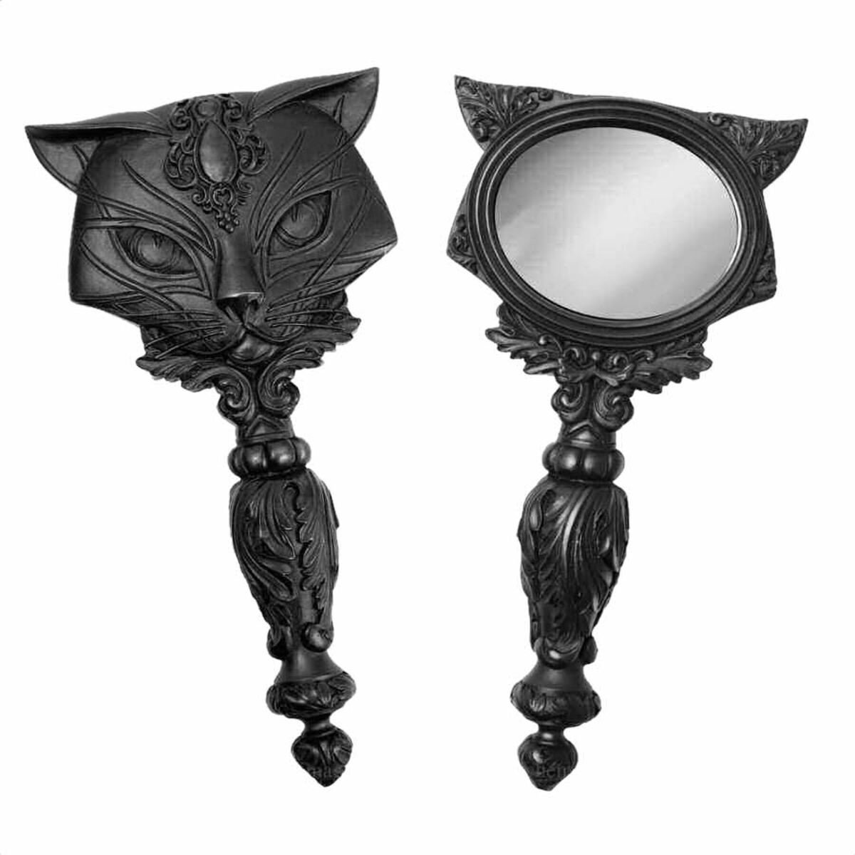 dekorace (zrcátko) ALCHEMY GOTHIC - Cat - Black