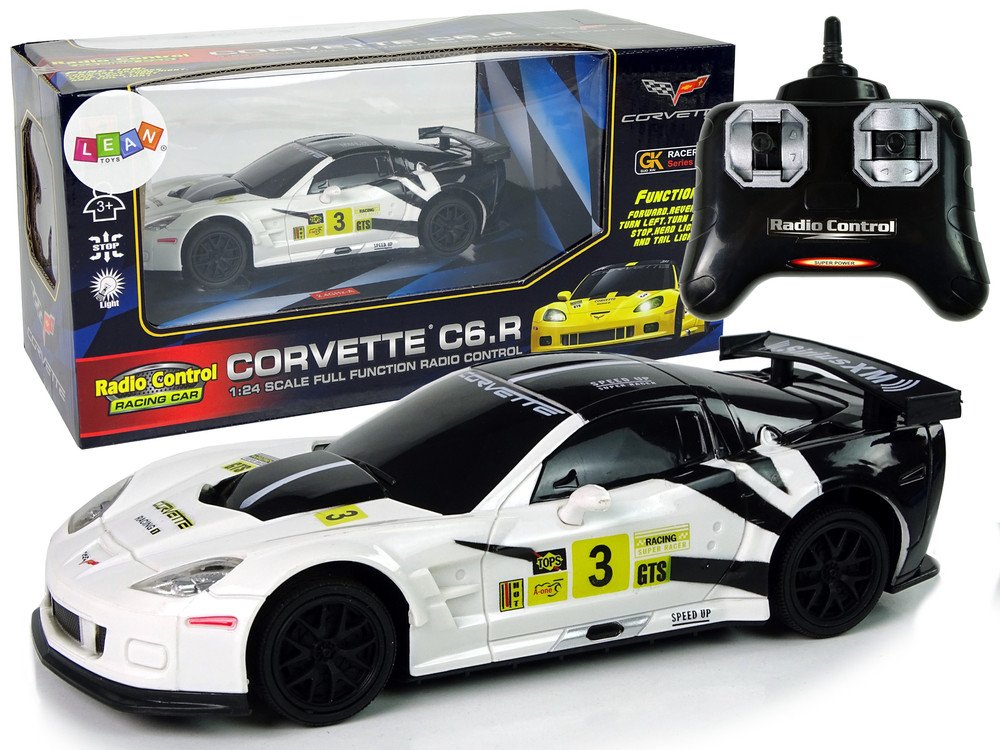 mamido Sportovní auto na dálkové ovládání RC Corvette C6R 1:24 bílé