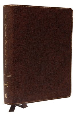NKJV, Journal the Word Bible, Large Print, Bonded Leather, Brown, Red Letter Edition: Reflect, Journal, or Create Art Next to Your Favorite Verses (Thomas Nelson)(Bonded Leather)