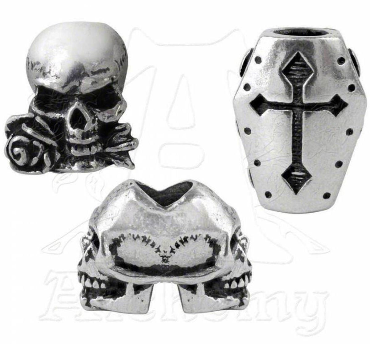 korálky (3ks) na vlasy (vousy) ALCHEMY GOTHIC - Janus/Coffin/Alchemist - ABR1