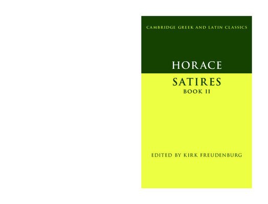 Horace: Satires Book II (Horace)(Paperback)