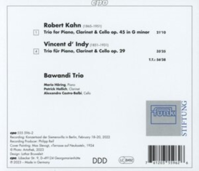 Robert Kahn/Vincent D'Indy: Trios for Piano, Clarinet & Cello (CD / Album)