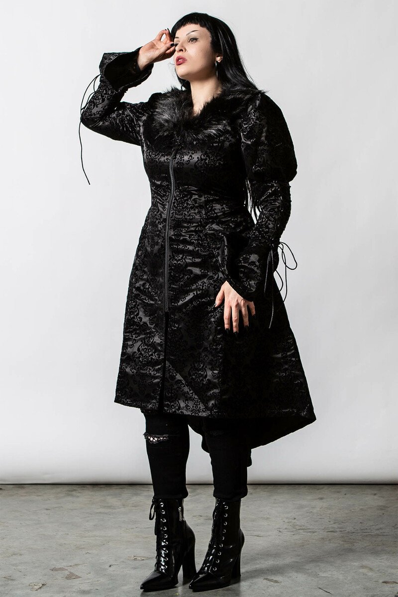 kabát dámský KILLSTAR - Evarose Brocade - Black XS