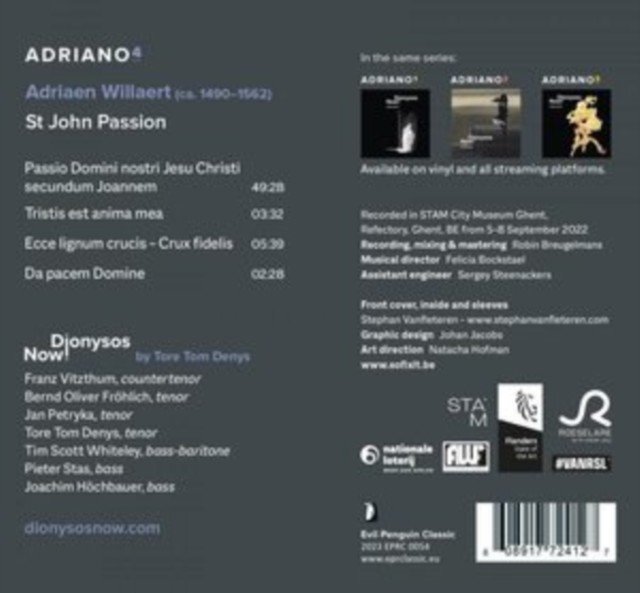 Dionysos Now!: Adriano 4 (Adrian Willaert) (CD / Album)