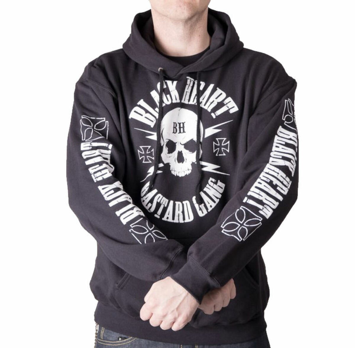 mikina s kapucí - BASTARD SKULL BASIC - BLACK HEART - 8815 3Xl
