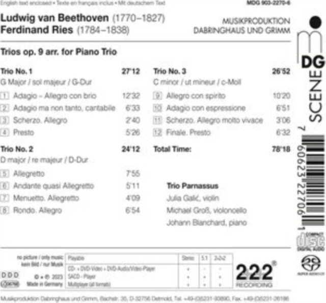 Ludwig Van Beethoven/Ferdinand Ries: Trios Op. 9 (SACD)