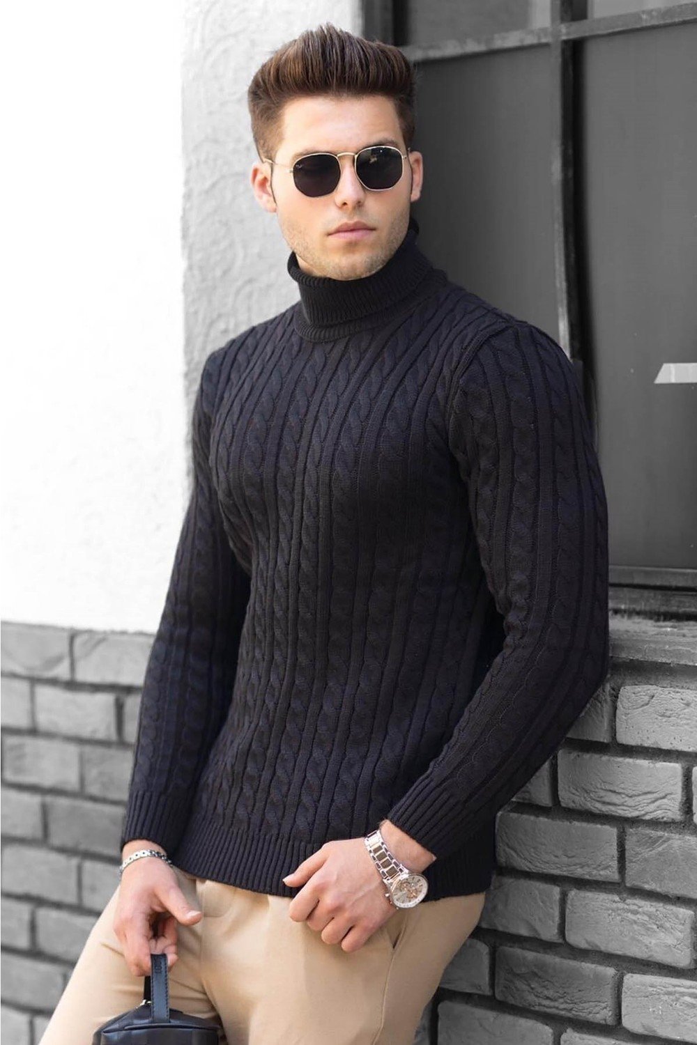 Madmext Sweater - Black - Slim fit