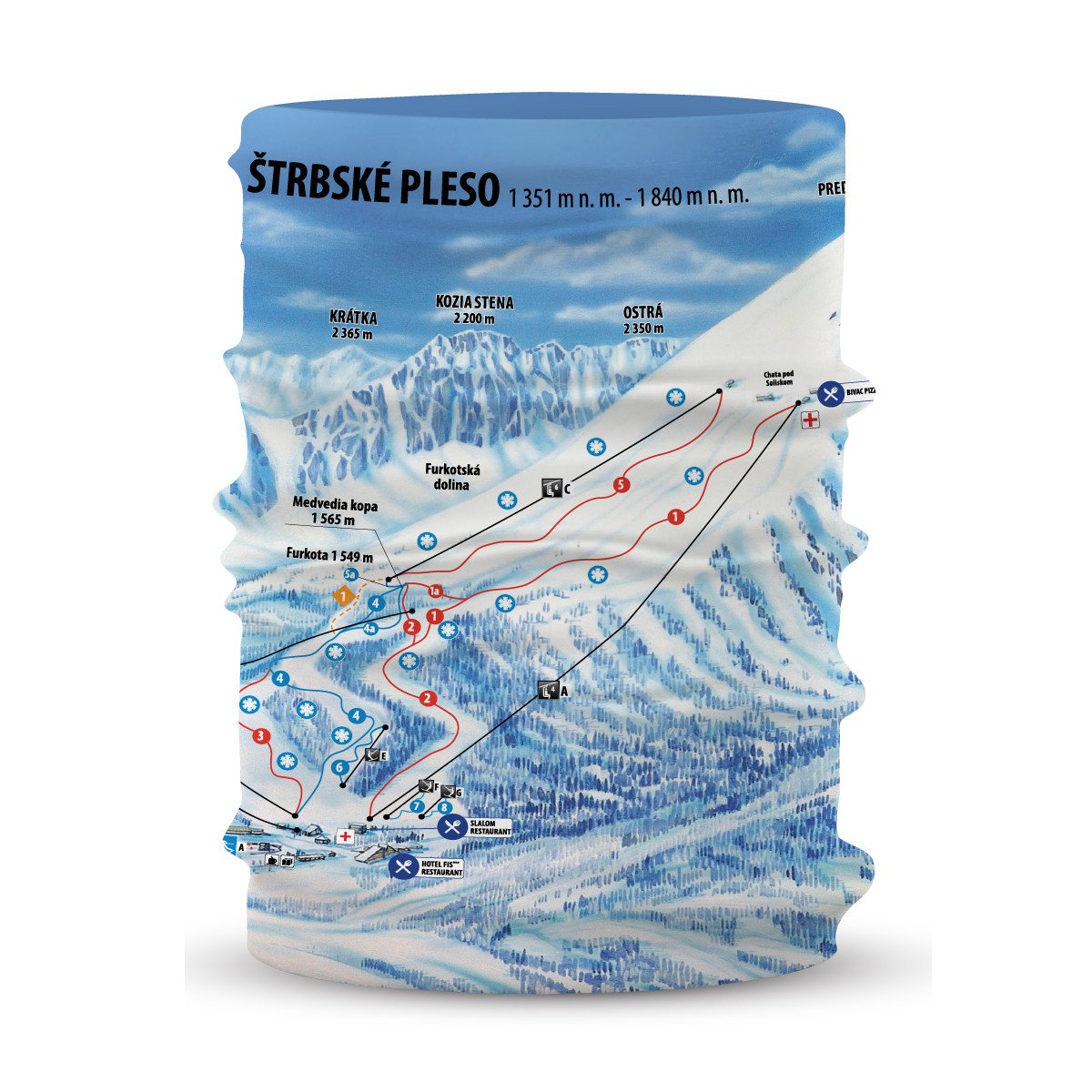 Šátek Fusakle Ski mapa Štrbské pleso Fusakle