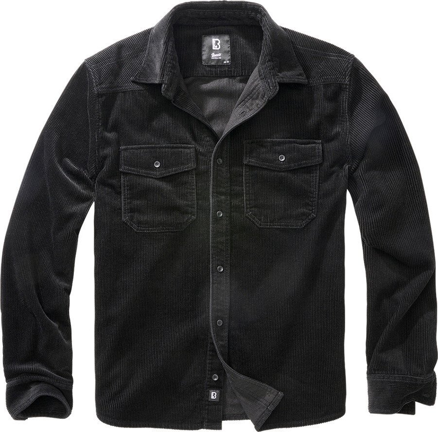 BRANDIT košile Corduroy Classic Shirt Long Sleeve Černá Velikost: 4XL
