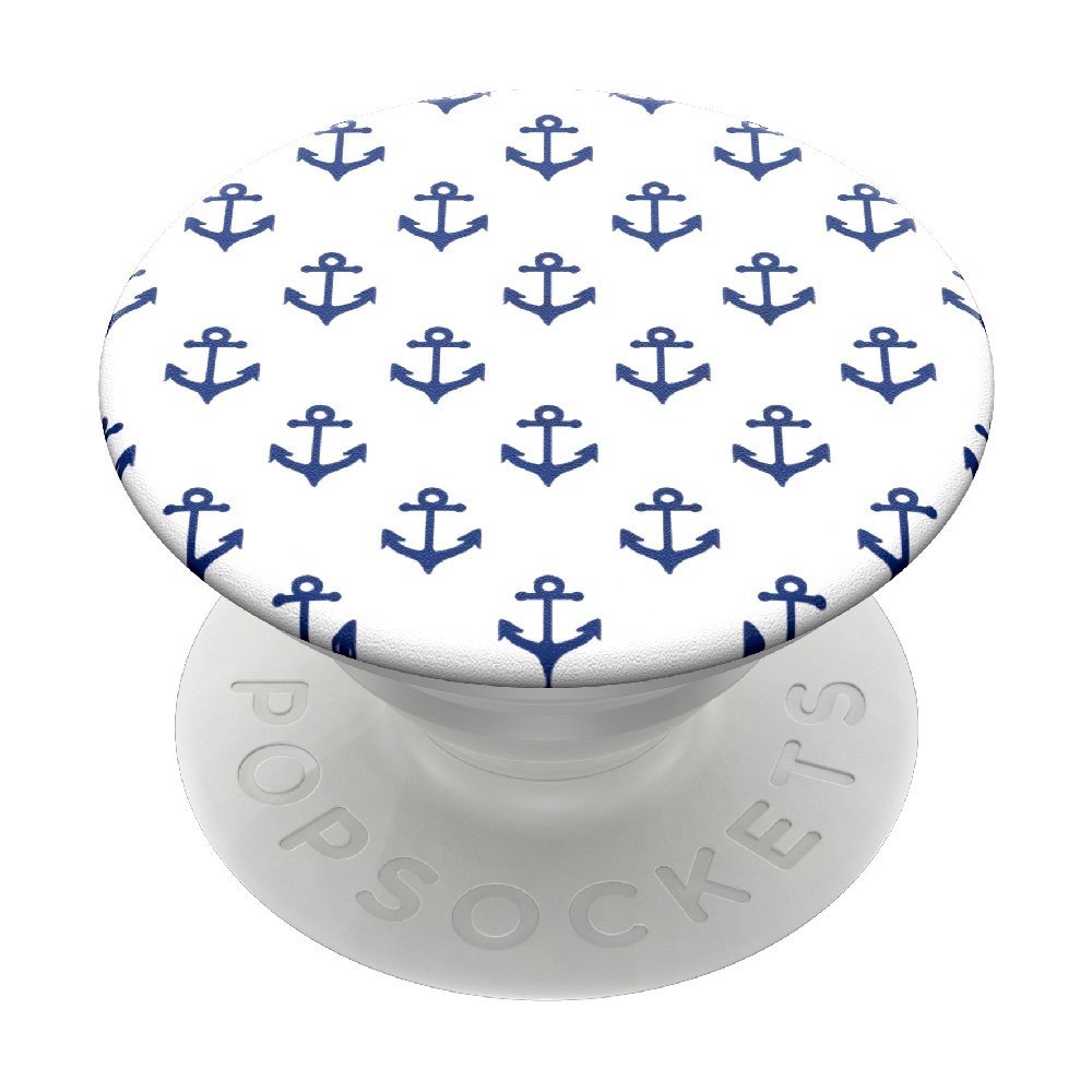 PopSockets PopGrip Gen.2, Anchors Away White, modré kotvičky na bílém podkladu