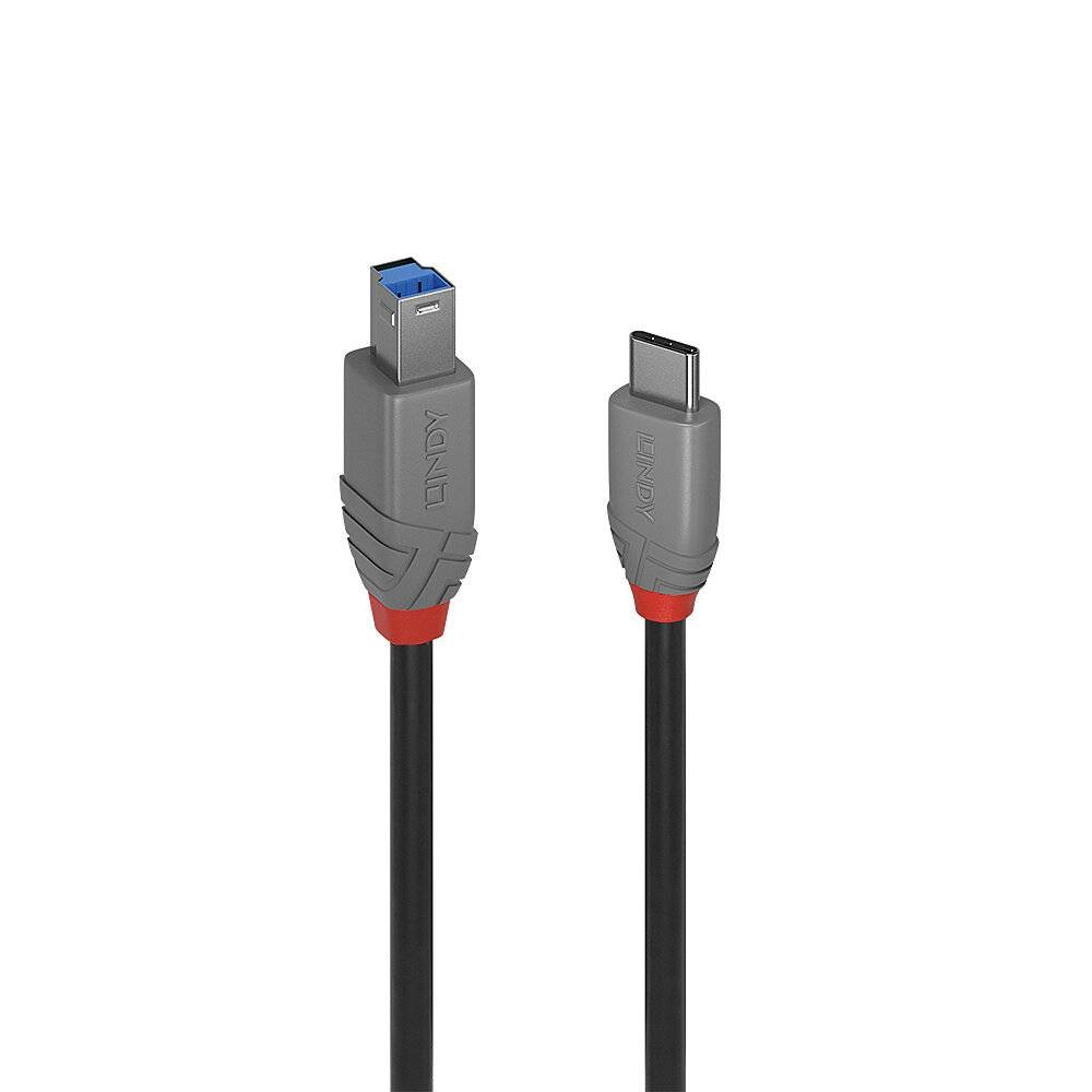 LINDY USB kabel USB 3.2 Gen1 (USB 3.0 / USB 3.1 Gen1) USB-C ® zástrčka, USB-B zástrčka 2 m černá 36667