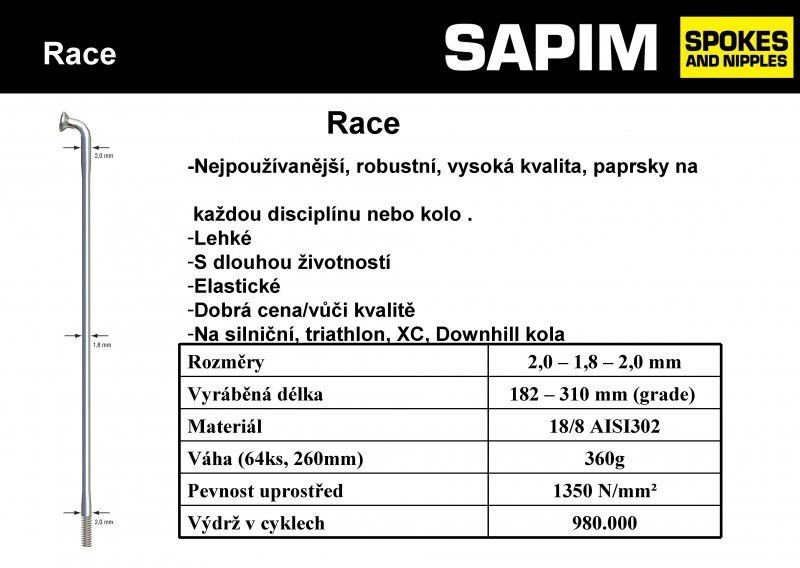 Dráty Sapim Race, černé Varianta: 254 mm