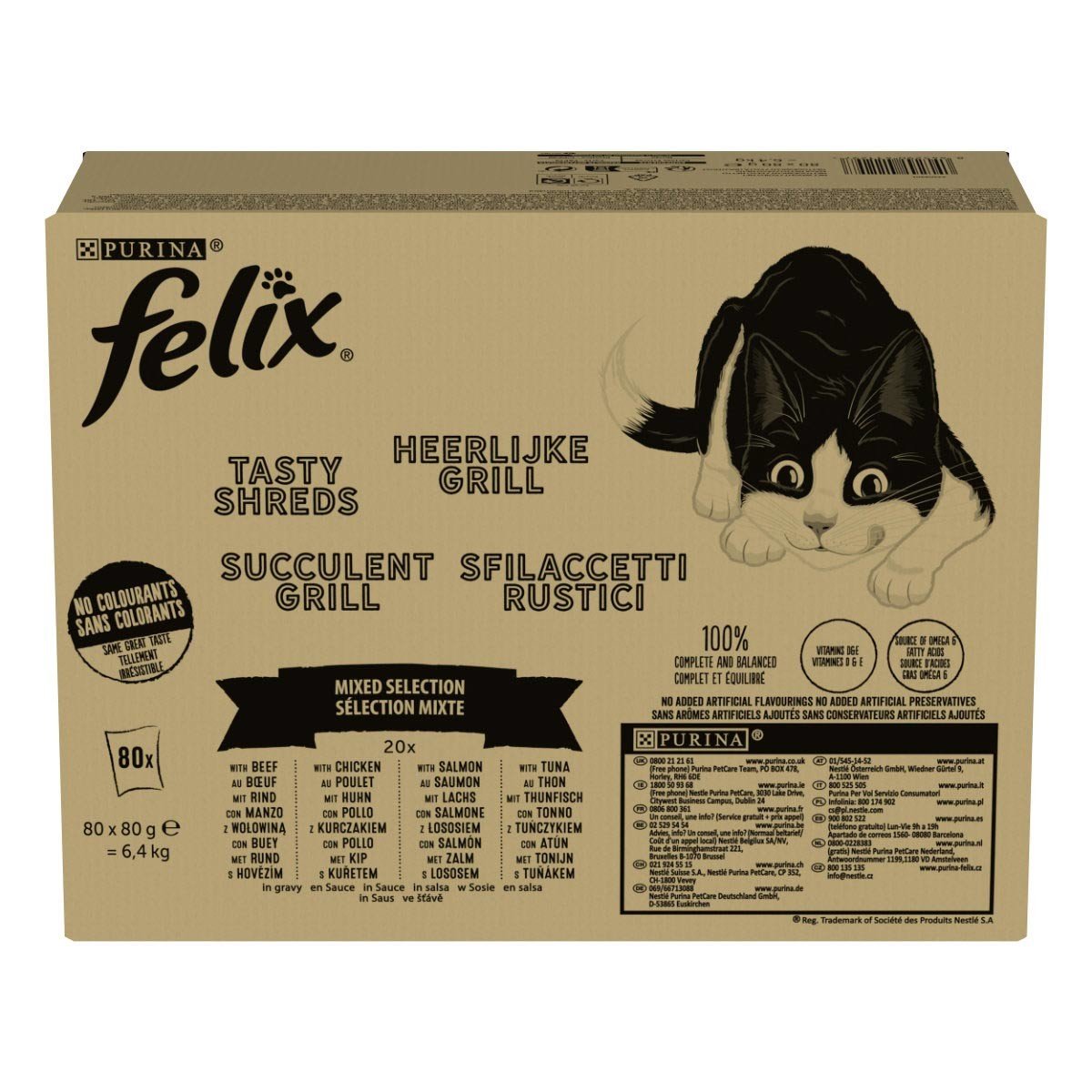 FELIX Tasty Shreds ve šťávě Gemische Vielfalt 80× 80 g