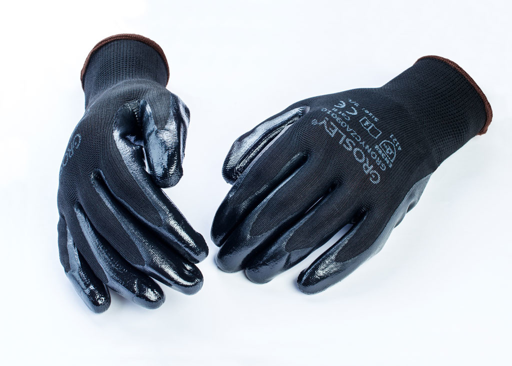 Grosley GR69004 Polyesterové rukavice potažené nitrilem, černé 10/XL - 12 párů