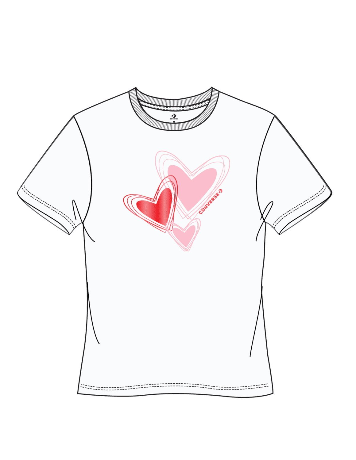 converse RADIATING LOVE SS SLIM GRAPHIC TEE 2 Dámské tričko US L 10025495-A01