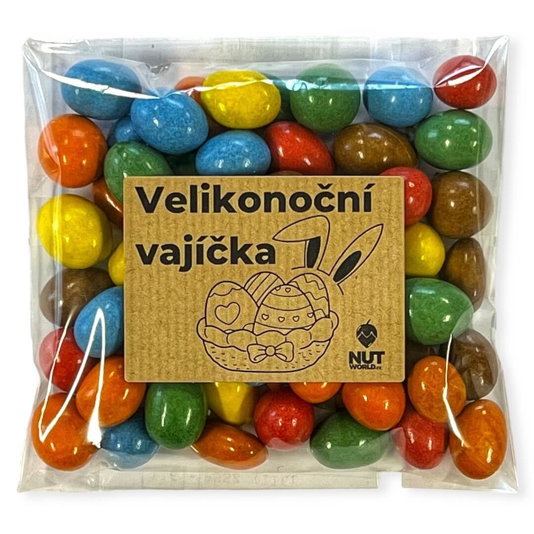 Nutworld.cz Čokoládová velikonoční vajíčka s arašídy  v celofánku se zajíčkem 200g