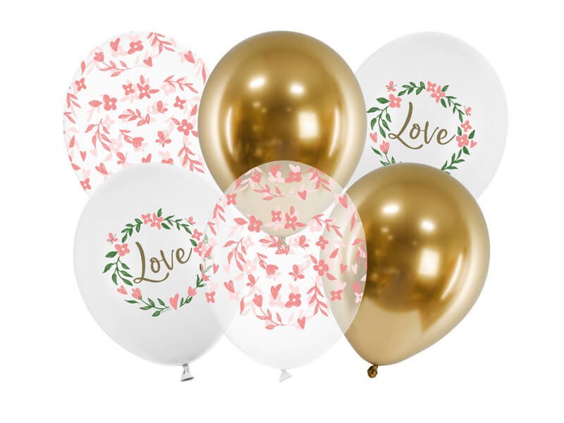 PartyDeco Latexové balonky Love mix 30 cm - 6 ks