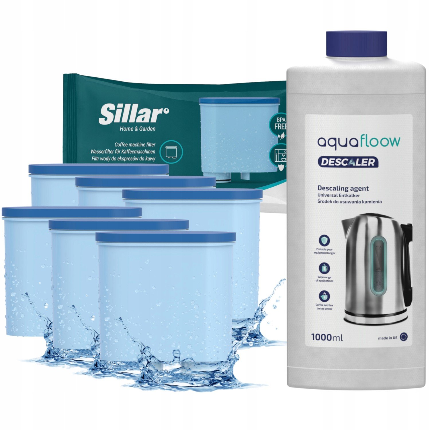 6x filtr pro Saeco Philips Latte Go odvápňovač 1l