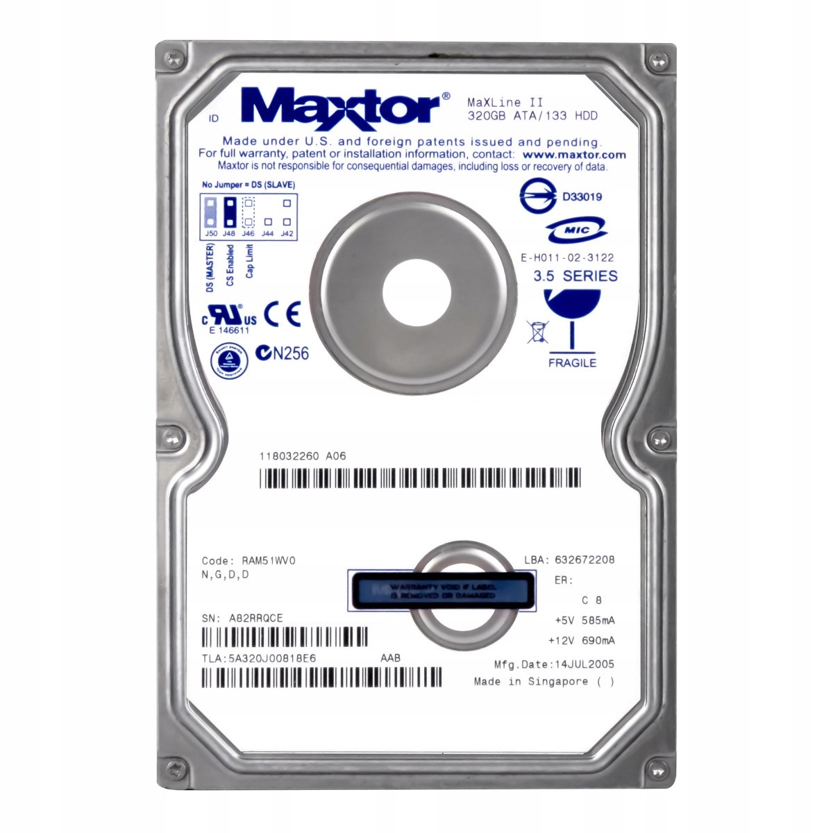 Maxtor MaXLine II 320GB 5.4K 2MB Ata 3.5'' 5A320J0