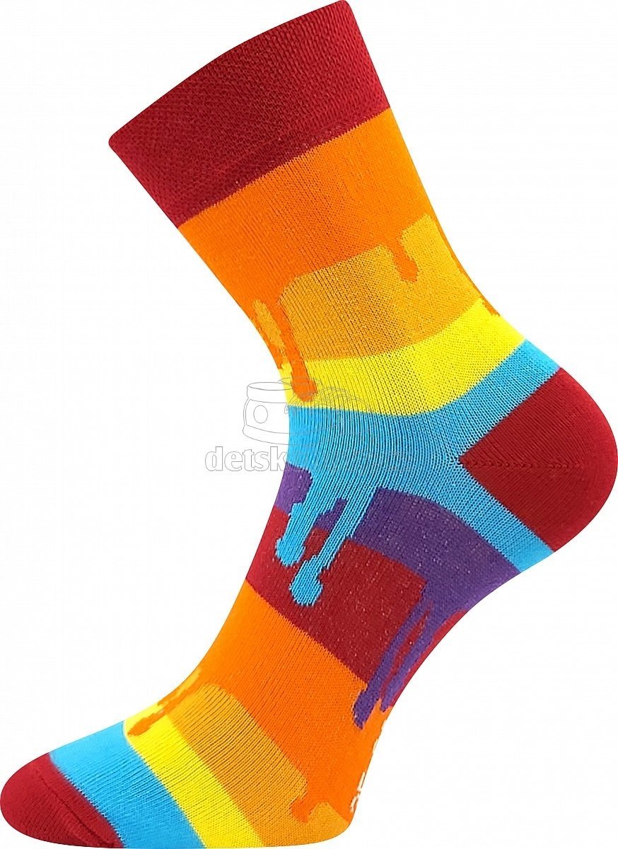 Dětské ponožky BOMA Jana Rozteklé pruhy vzor 36 červená Velikost: 35-38