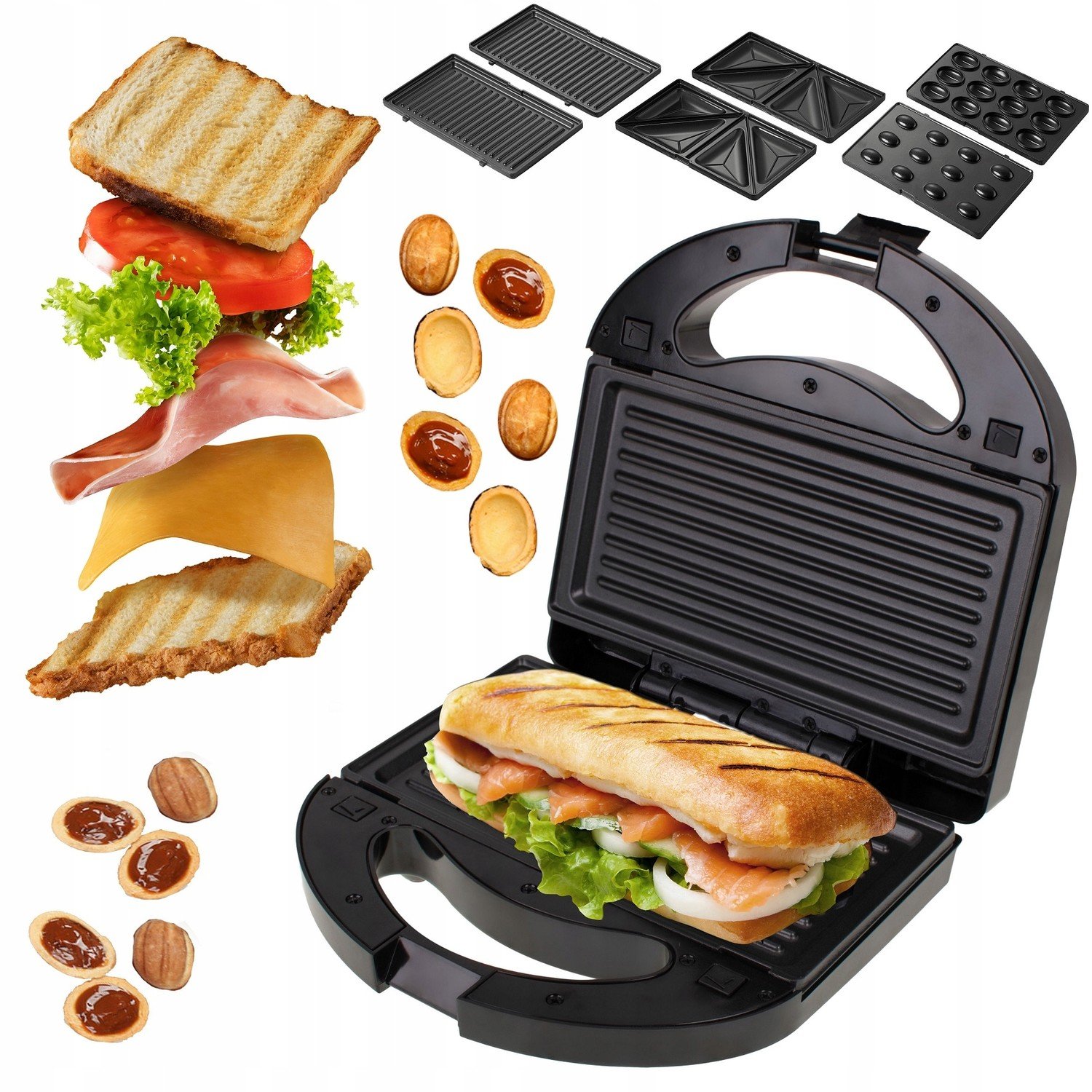 Péče Toster 3v1 Grill Ořešky 1000W Panini XL