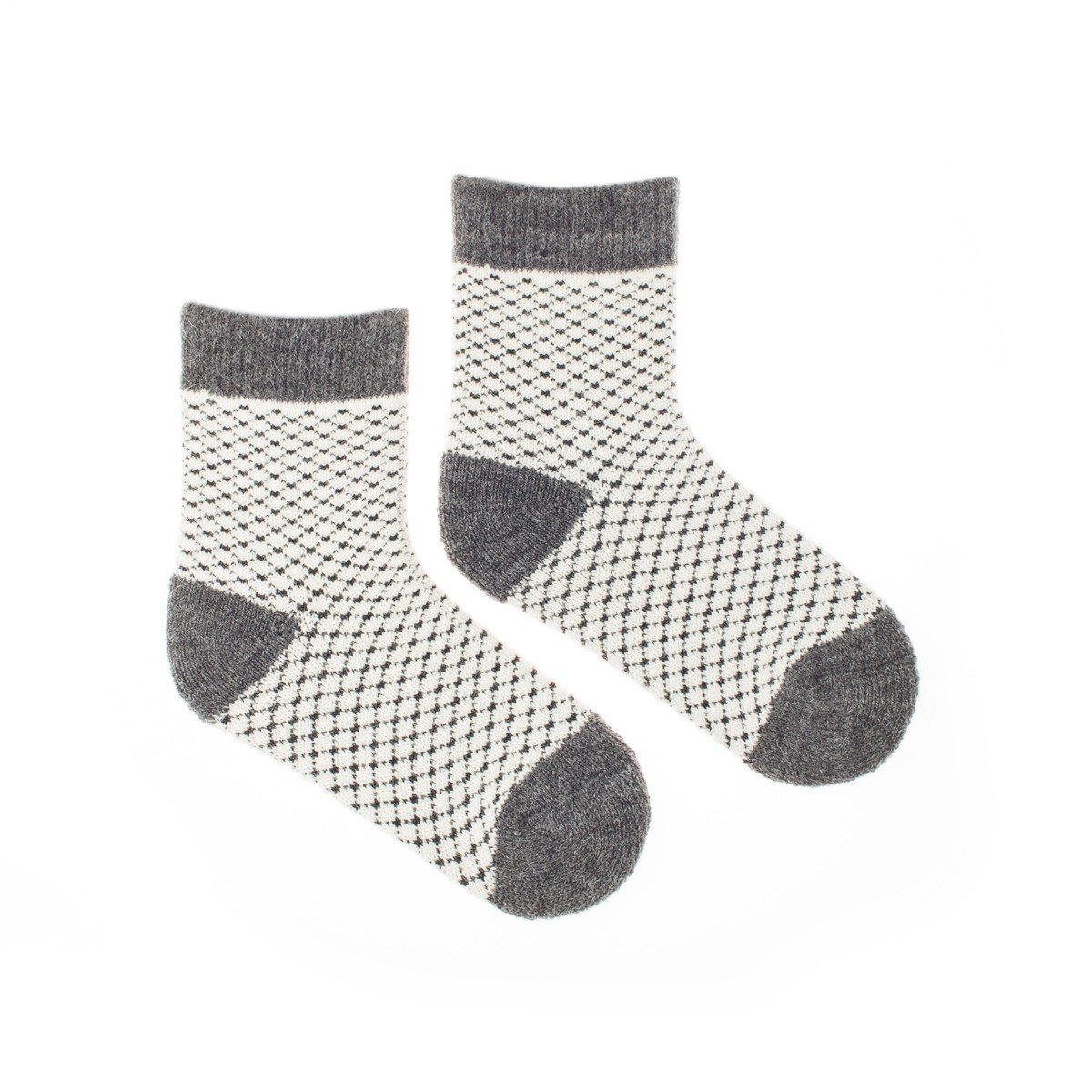 Detské Vlnené ponožky Vlnáč Mriežka šedá Fusakle