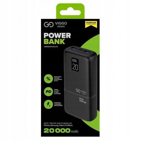 Viggo Powerbanka 20000MAH 1XUSB-C 2XUSB Pd LCD Blac