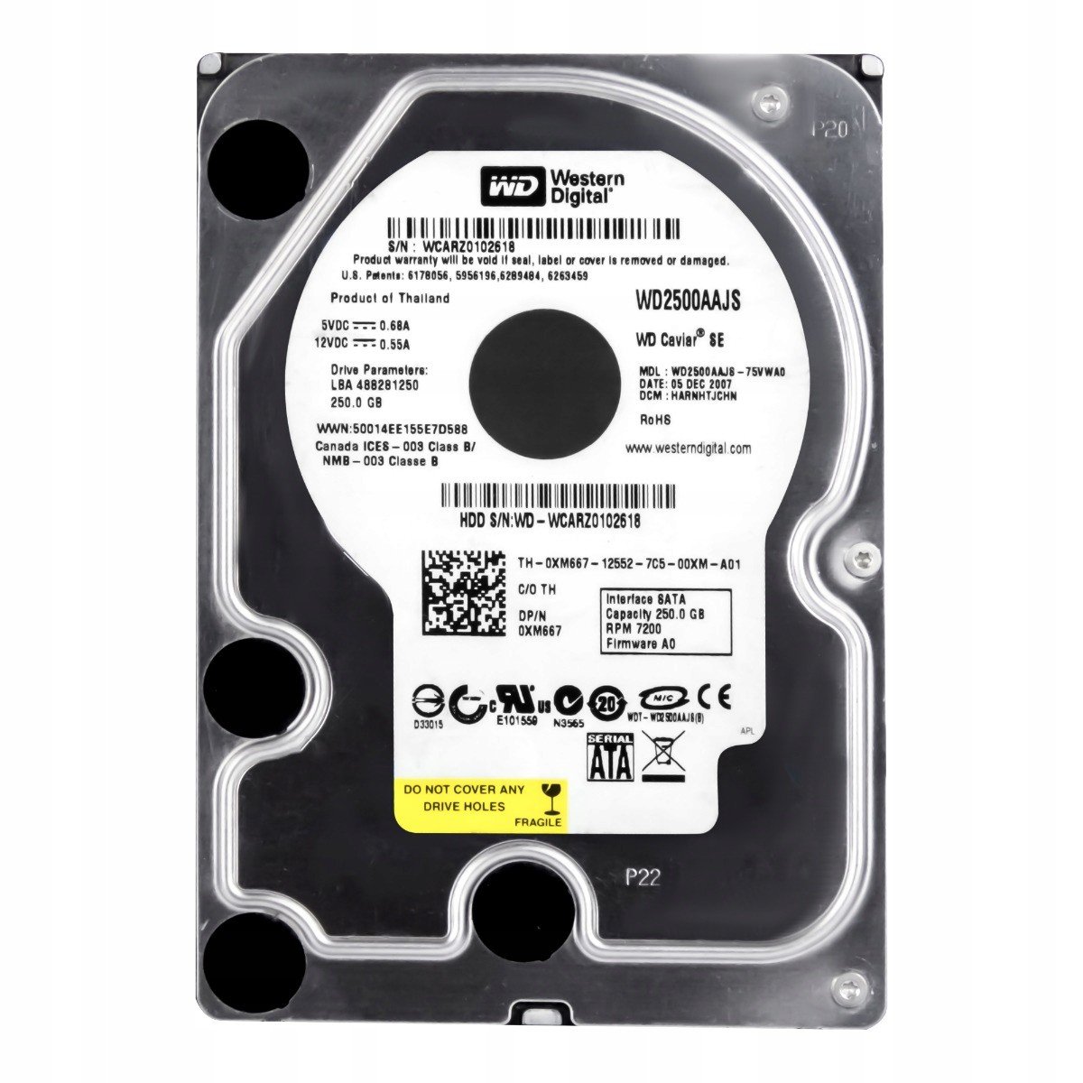 Dell 0XM667 250GB 7.2K 8MB Sata II 3.5' WD2500AAJS