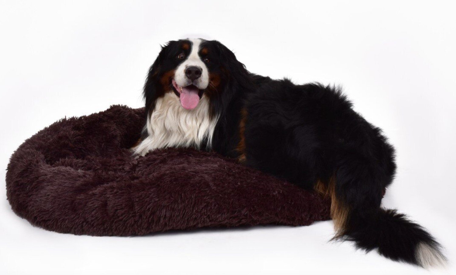 Pohodlné plyšové pelíšek pro psa 100cm hnědé