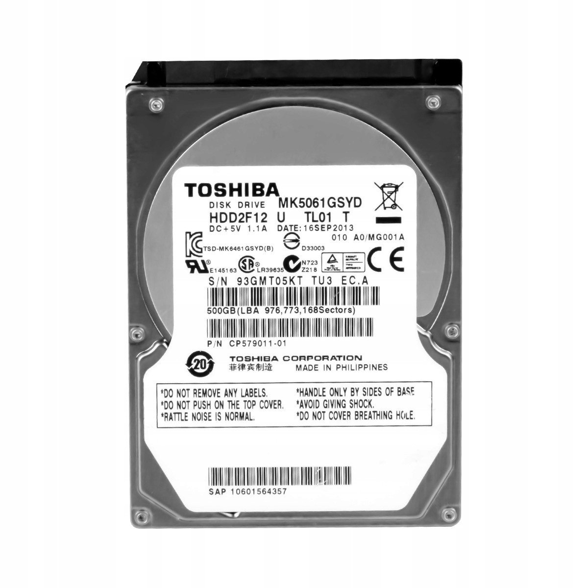 Toshiba 500GB 7.2k 16MB Sata II 2.5'' MK5061GSYD