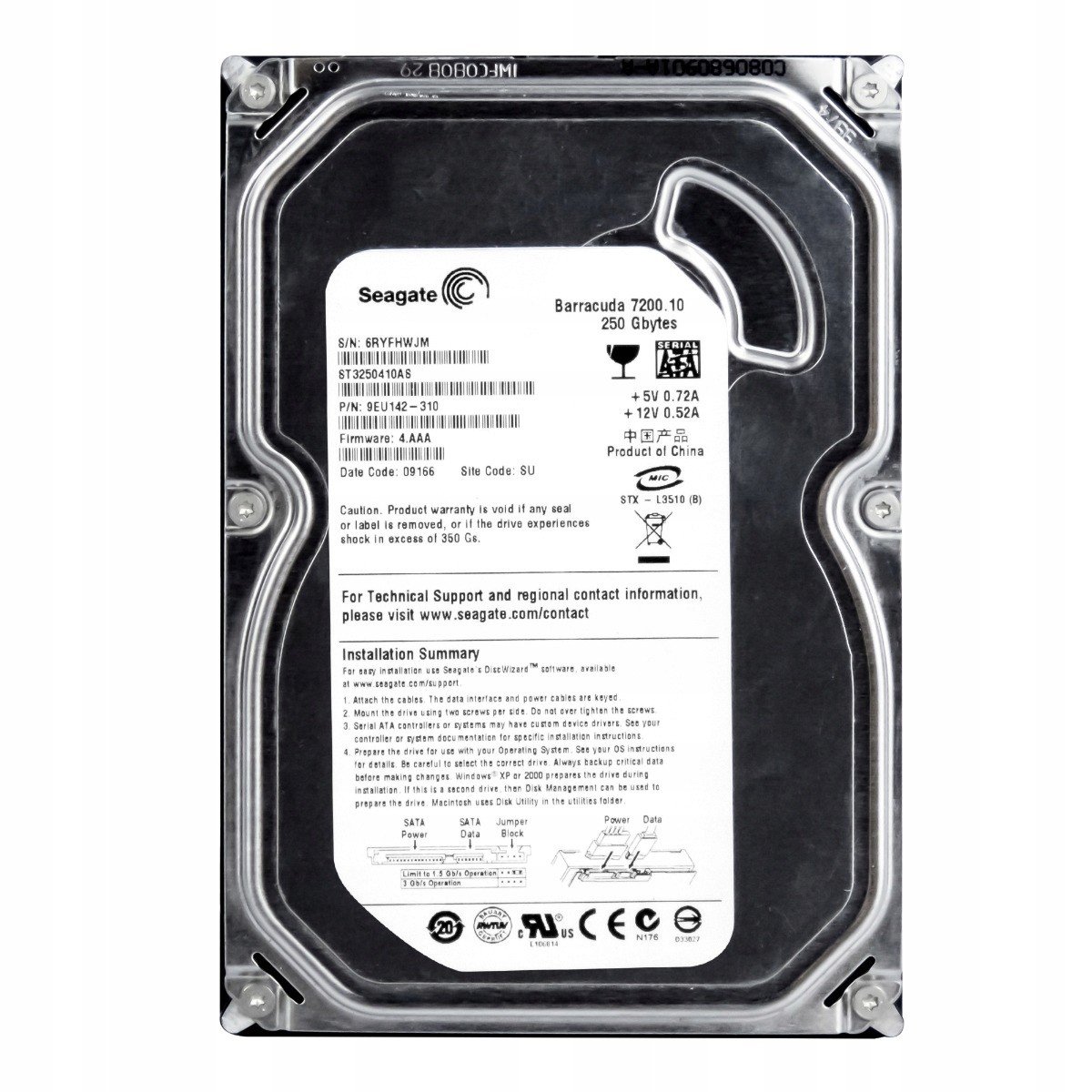 Seagate 250GB 7.2K 16MB Sata II 3.5'' ST3250410AS