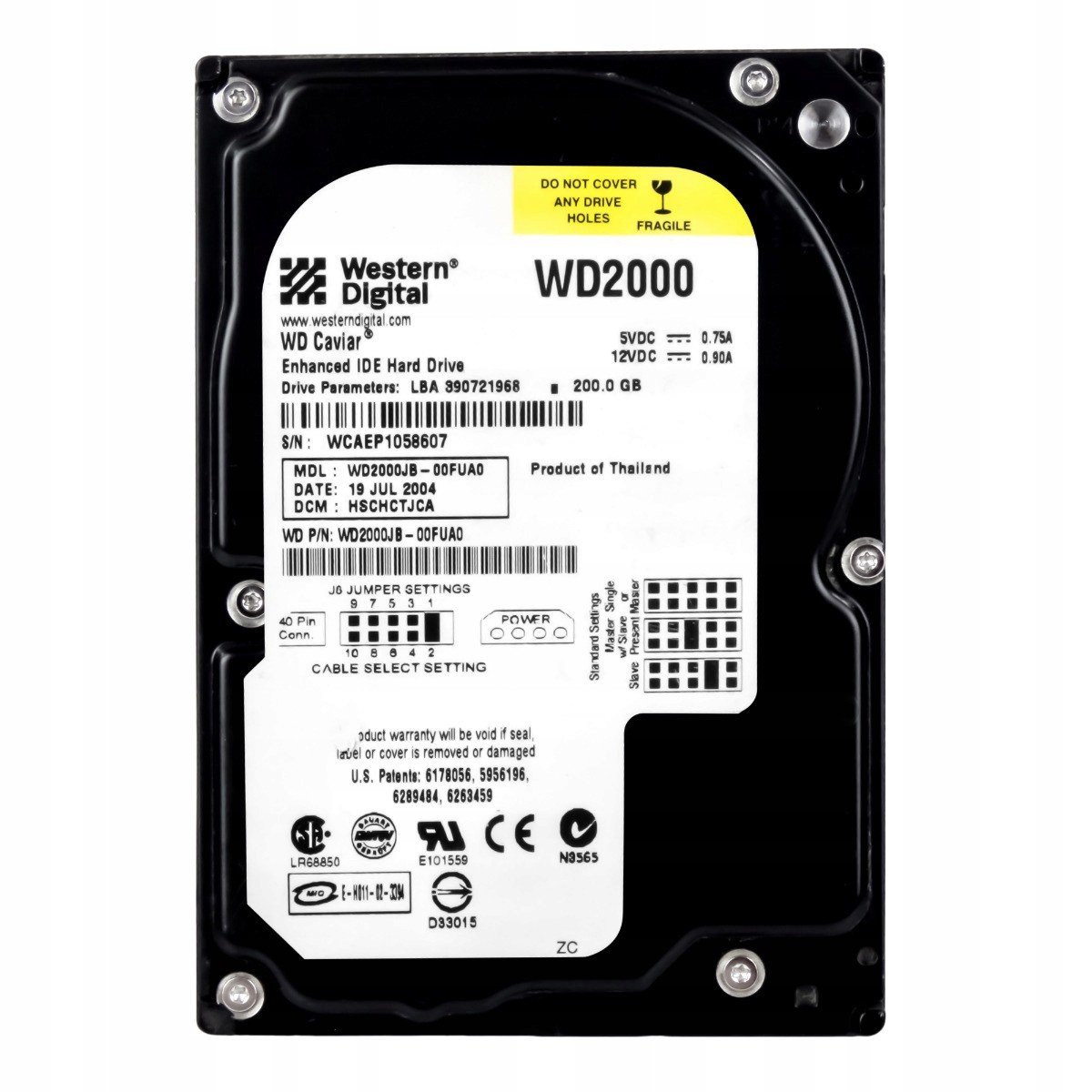 Wd Caviar 200GB 7.2K Ata 3.5'' WD2000JB-00FUA0