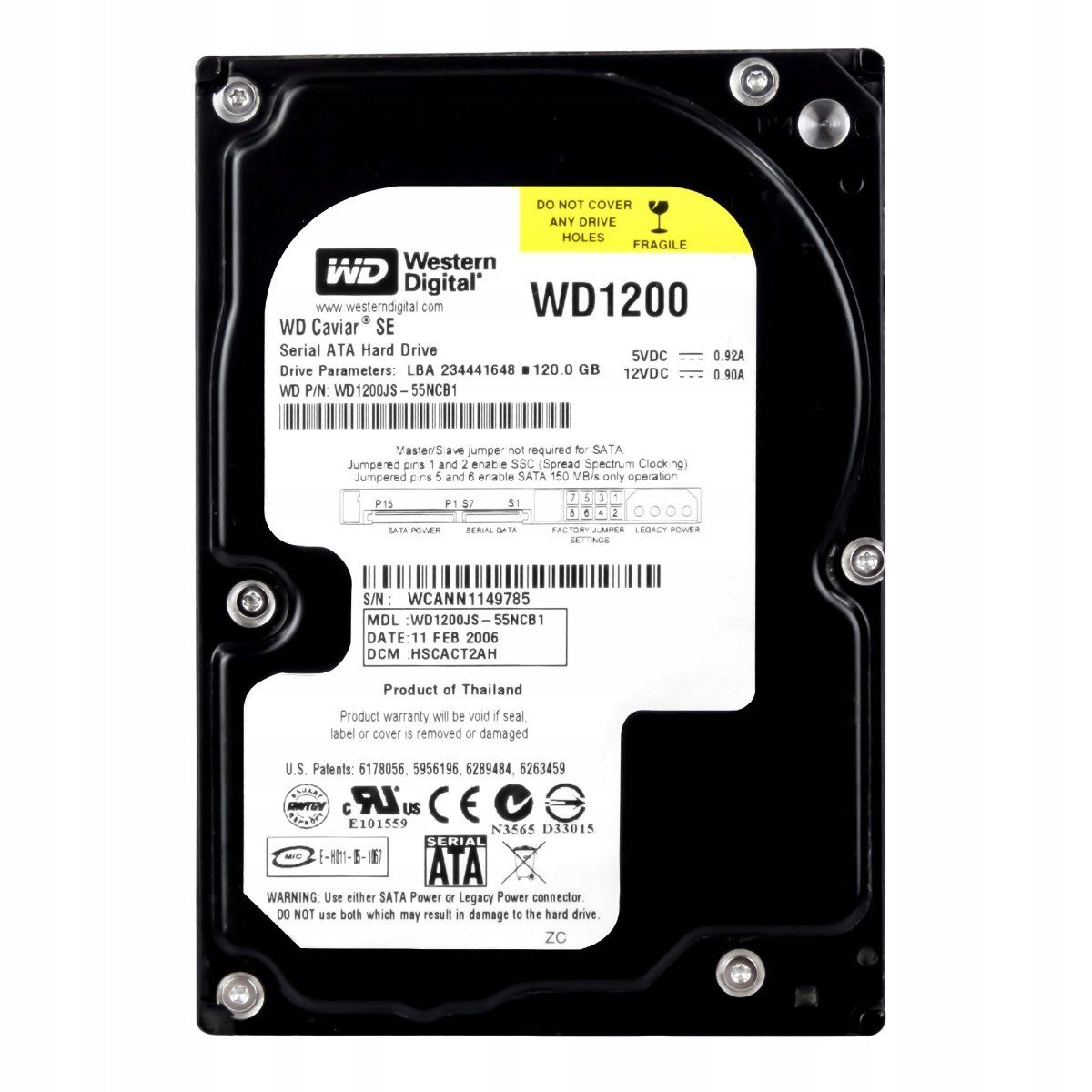 Wd Caviar 120GB 7.2k 8MB Sata II 3.5'' WD1200JS
