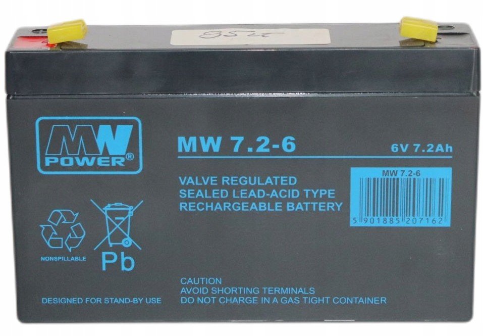 6V 7,2Ah napájecí baterie MWPower Ups hračky