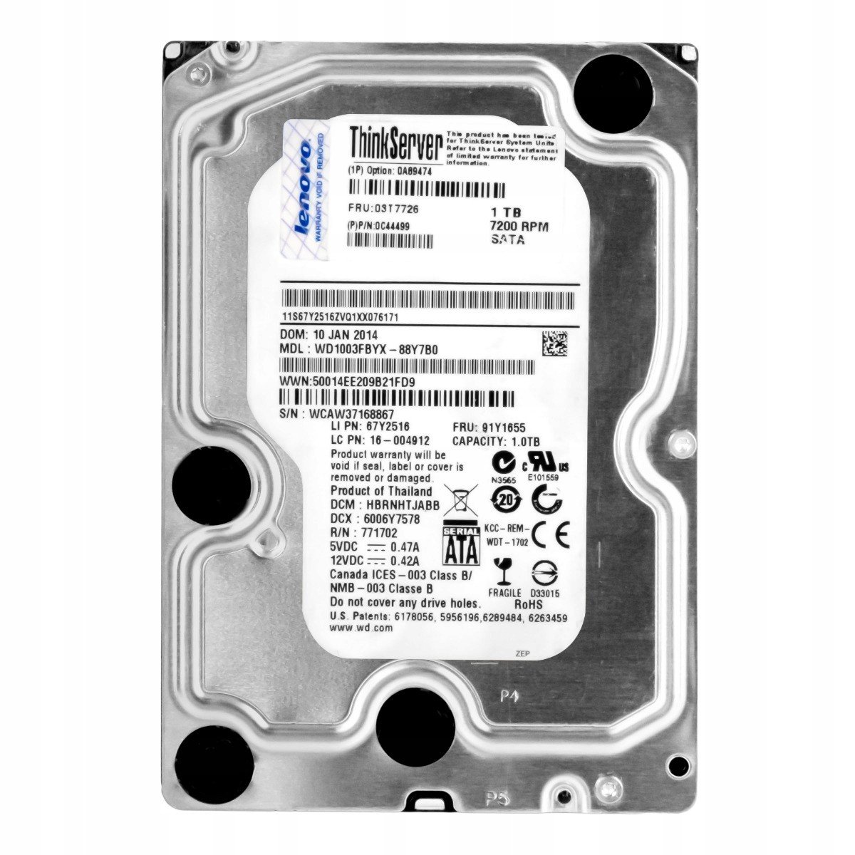 Lenovo 03T7726 1TB 7.2k Sata II 3.5'' WD1003FBYX