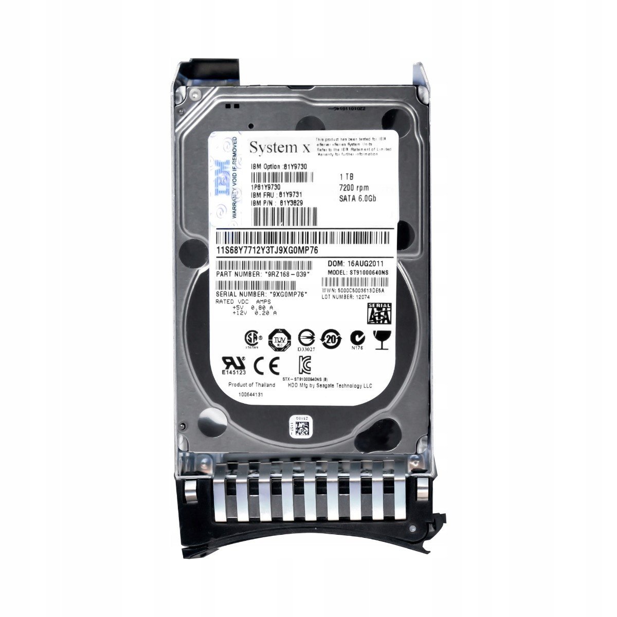 Ibm 81Y9731 81Y3829 1TB 7.2K 64MB Sata III 2.5''