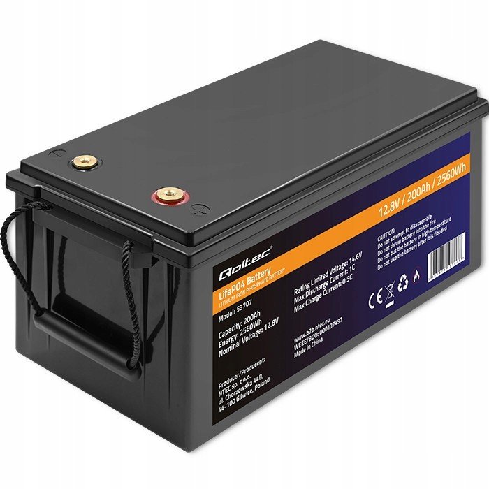 LiFePO4 Baterie 12,8V 200Ah 2560Wh Bms