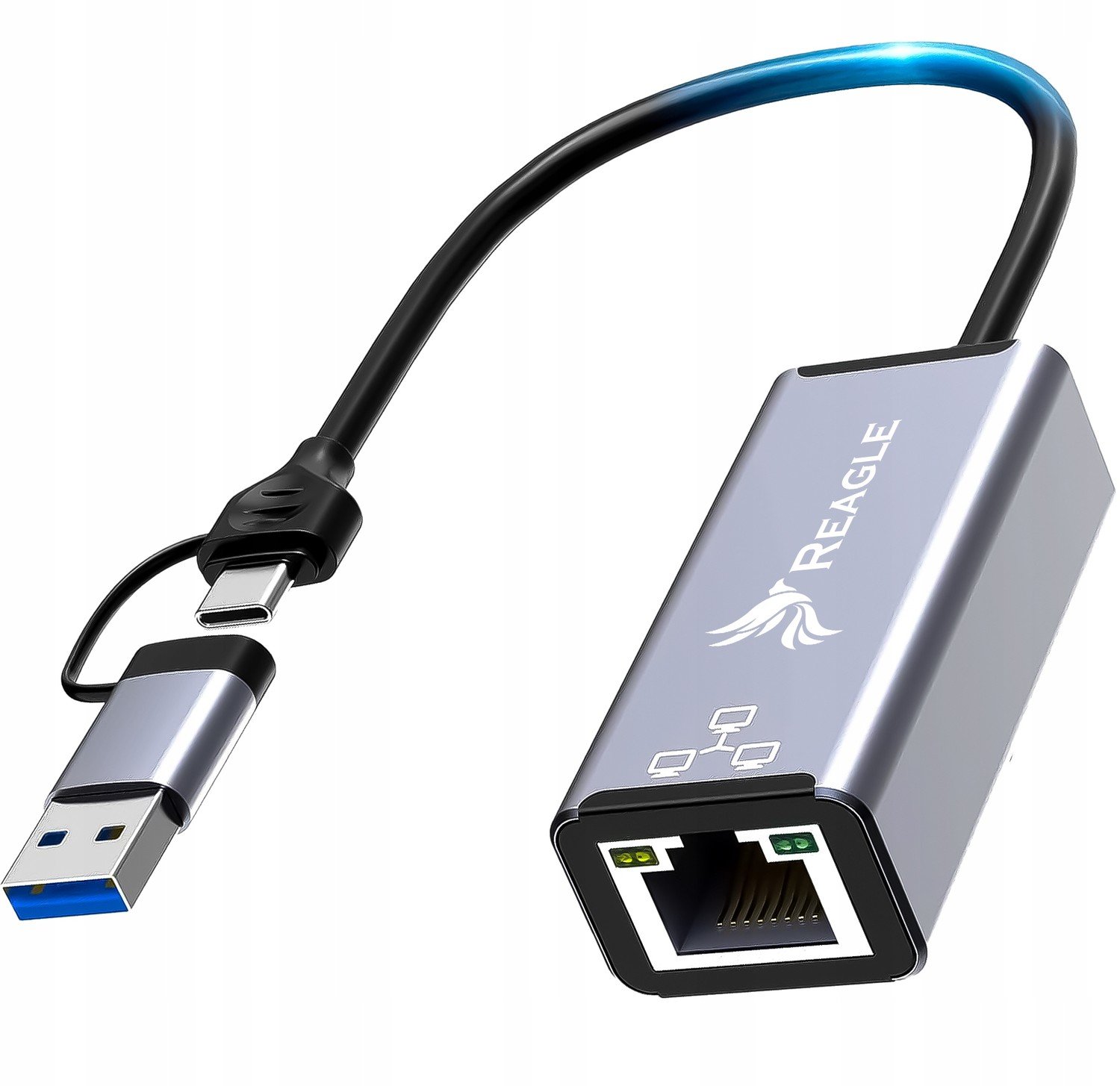 Adaptér 2v1 RJ-45 Usb 3.2 Usb-c Lan 1000 Mb/s M1