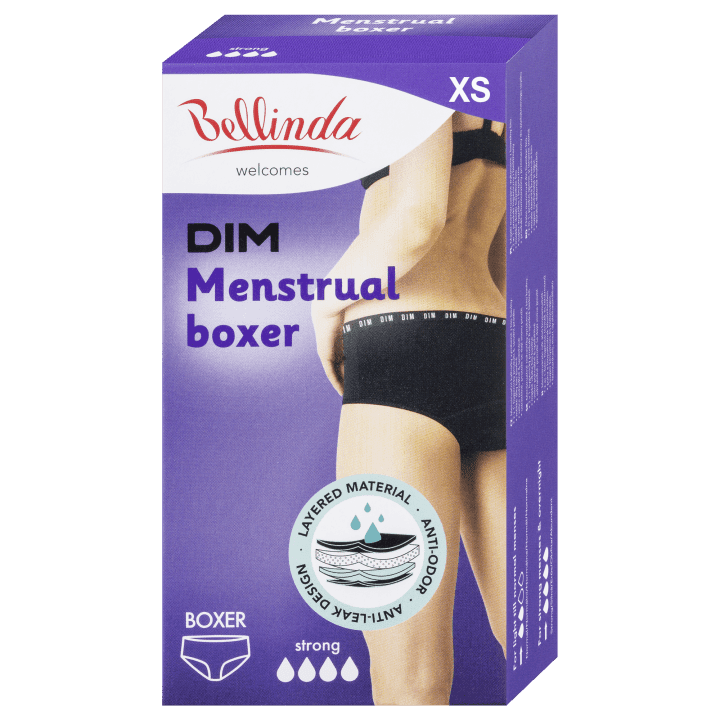 Menstruační boxerky Bellinda pro silnou menstruaci, velikost XS, černé, 1ks