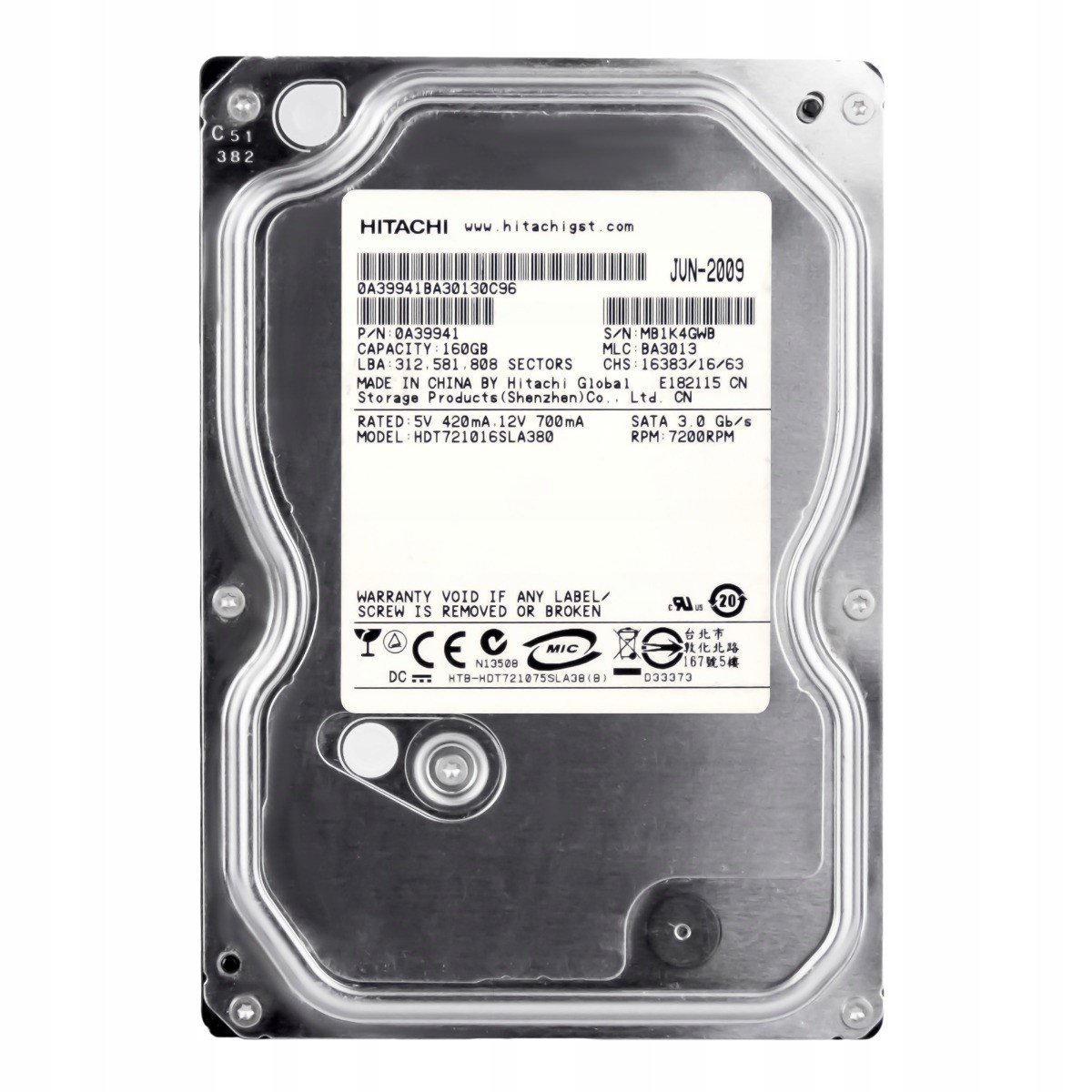 160GB 7.2K Sata II 3.5'' HDT721016SLA380