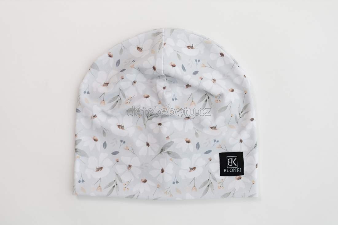 Tenká čepice Blonki mentolové květy Velikost: 45-47