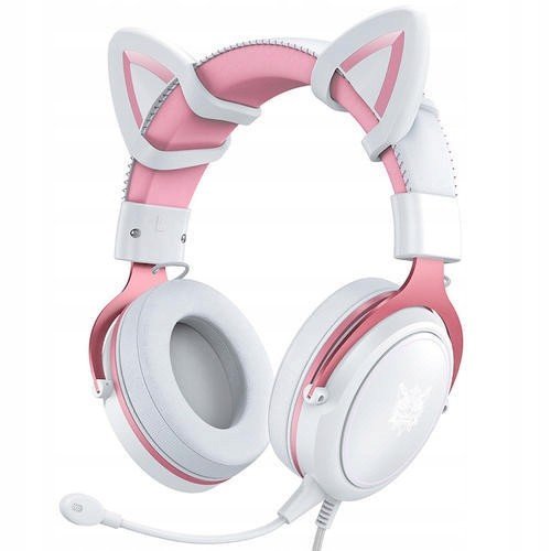Sluchátka Onikuma X10 Rgb kočičí uši růžovo-bílé