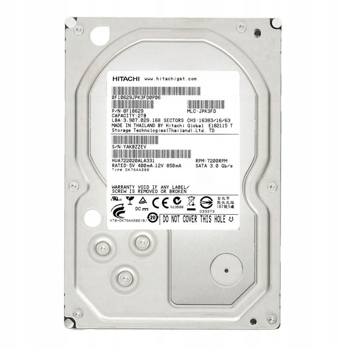 2TB 7,2K 32MB Sata II 3,5' HUA722020ALA331