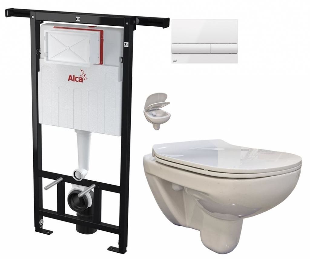 ALCADRAIN Jádromodul předstěnový instalační systém s bílým tlačítkem M1710 + WC bez oplachového kruhu Edge + SEDÁTKO AM102/1120 M1710 EG1