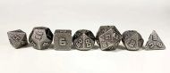 HYMGHO 10MM Mini Metal RPG Ancient Silver Polyhedral Dice Set