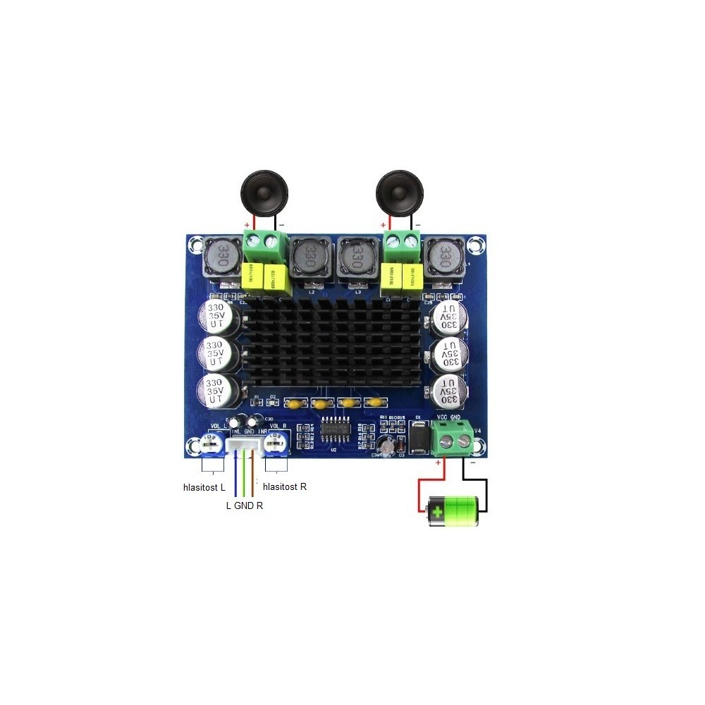 zesilovač XH-M543 2 x 120W TPA3116D2 12-26V