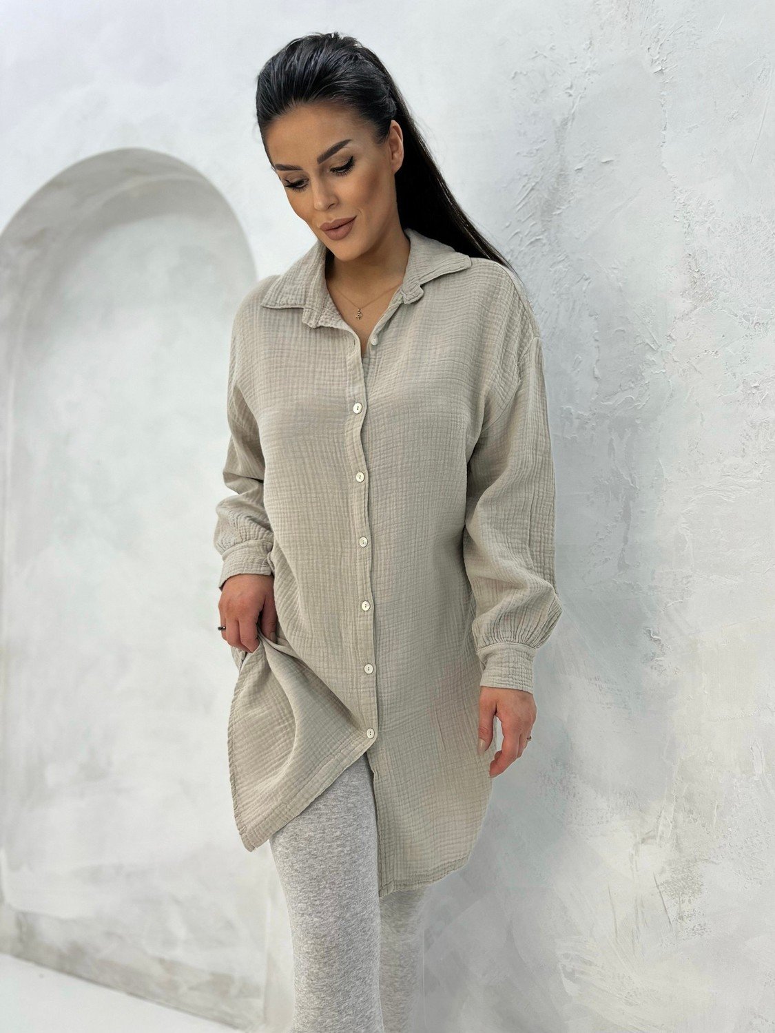 Beige tunic Och Bella BI-82639.beige