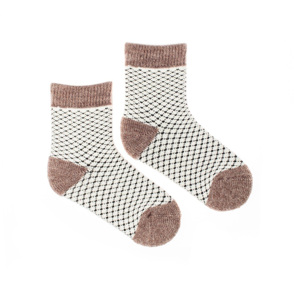 Dětské vlněné ponožky Vlnáč Mřížka hnědá Fusakle